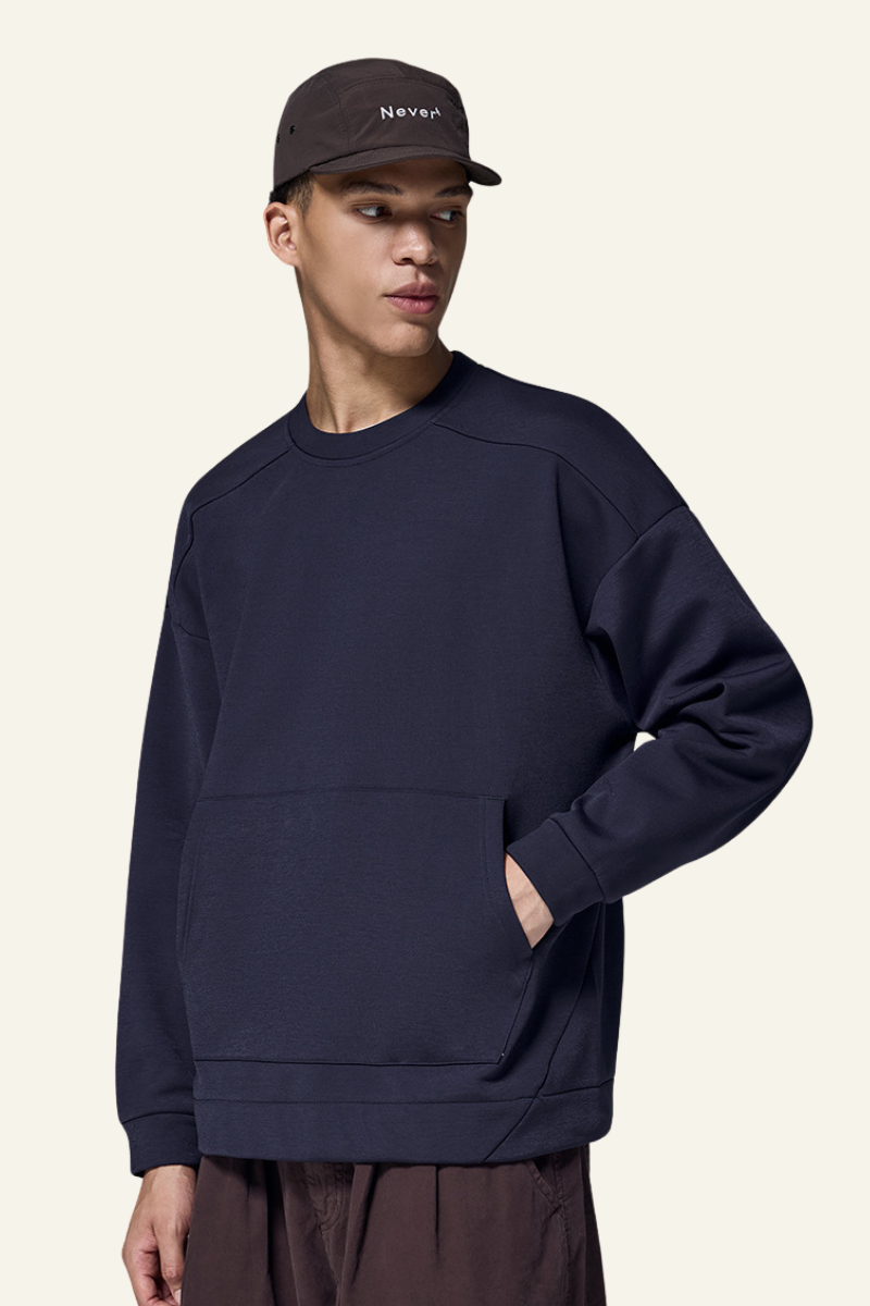 Men's Streetwear Solid Front Pocket Pullover