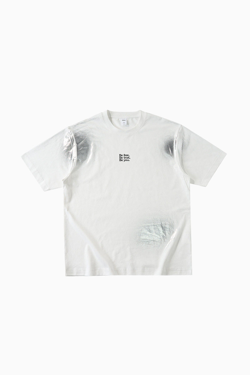 Men's Oversized Solid Cooling Powder Puff Print T-Shirt
