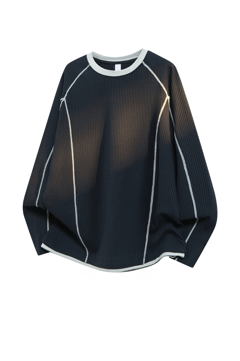 Men's Fall Clothing Waffle Crew Neck Long Sleeve Tee