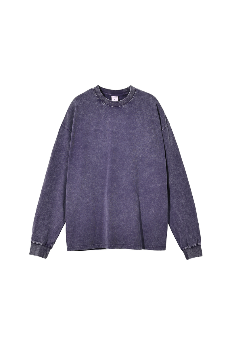 Unisex Fall Clothing 250G Cotton Wax Washed Long Sleeve Tee