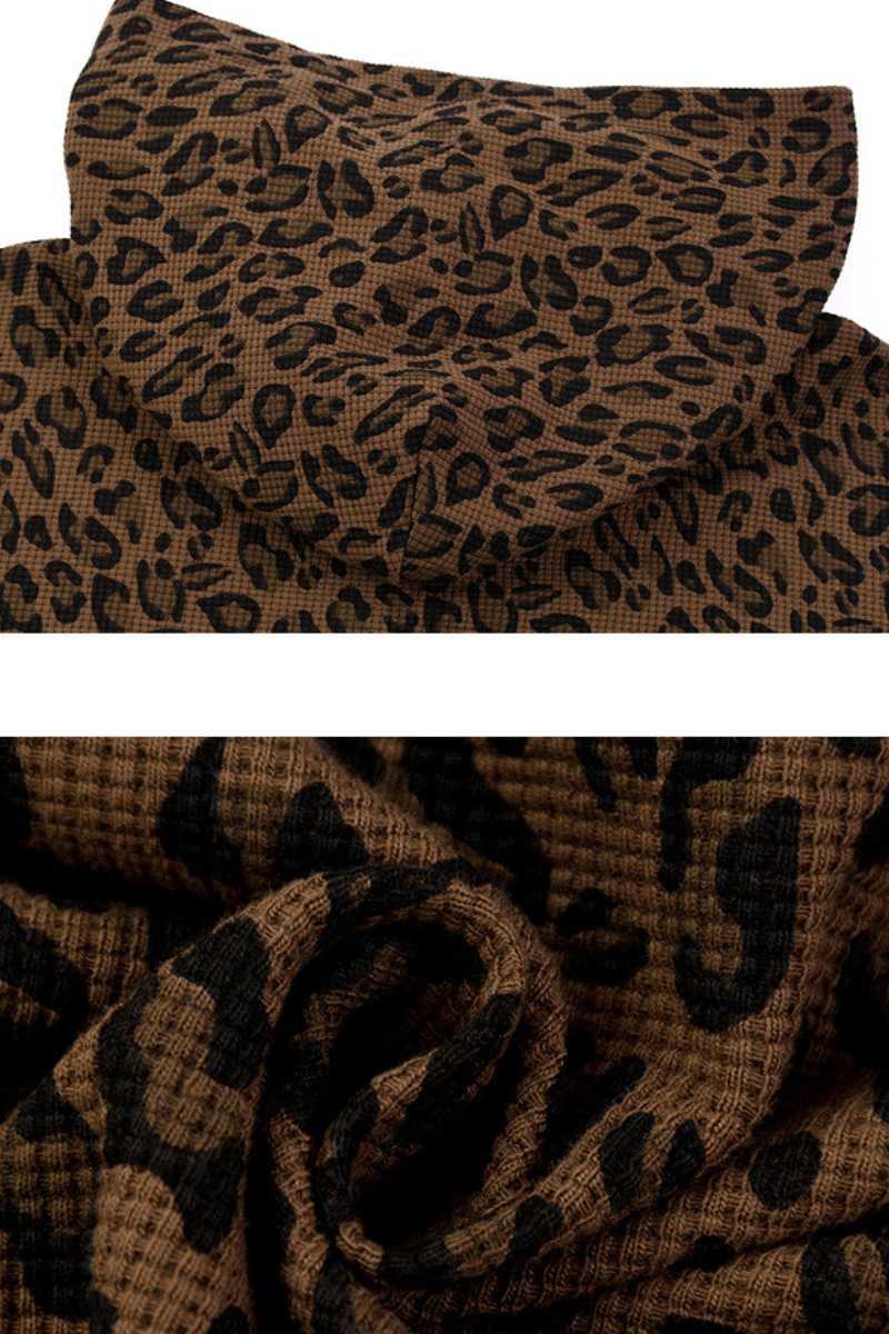 Men's Fall Clothing Leopard-Print Zip-Up Hoodie Jacket
