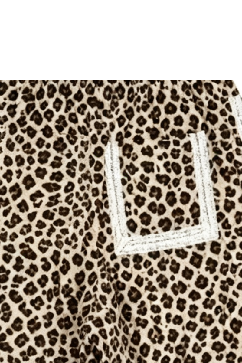 Women Spring Summer Leopard Print Lace Trim Jogger Pants
