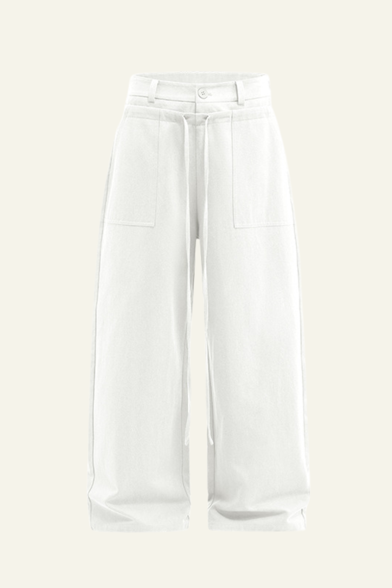 Women's Streetwear Lyocell Double-Waisted Wide Leg Pants