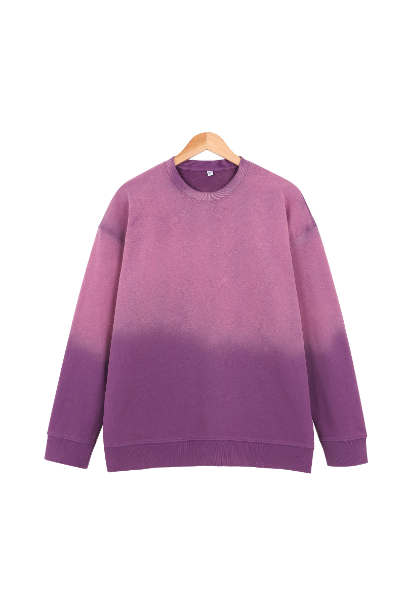 Unisex Fall Clothing Washed Gradient Crew Neck Sweatshirt