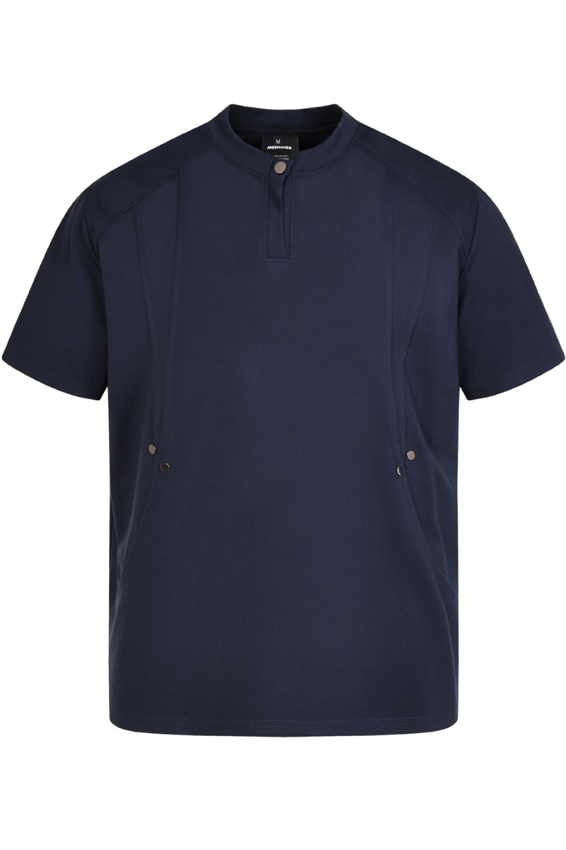 Men's Summer 320g Nylon-Cotton Minimalist Stand Collar Tee