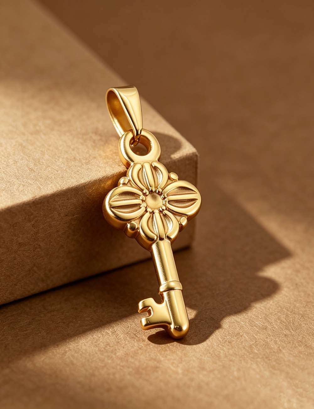 Ladies Heart Key Cross Gold Plated Pendant Charms