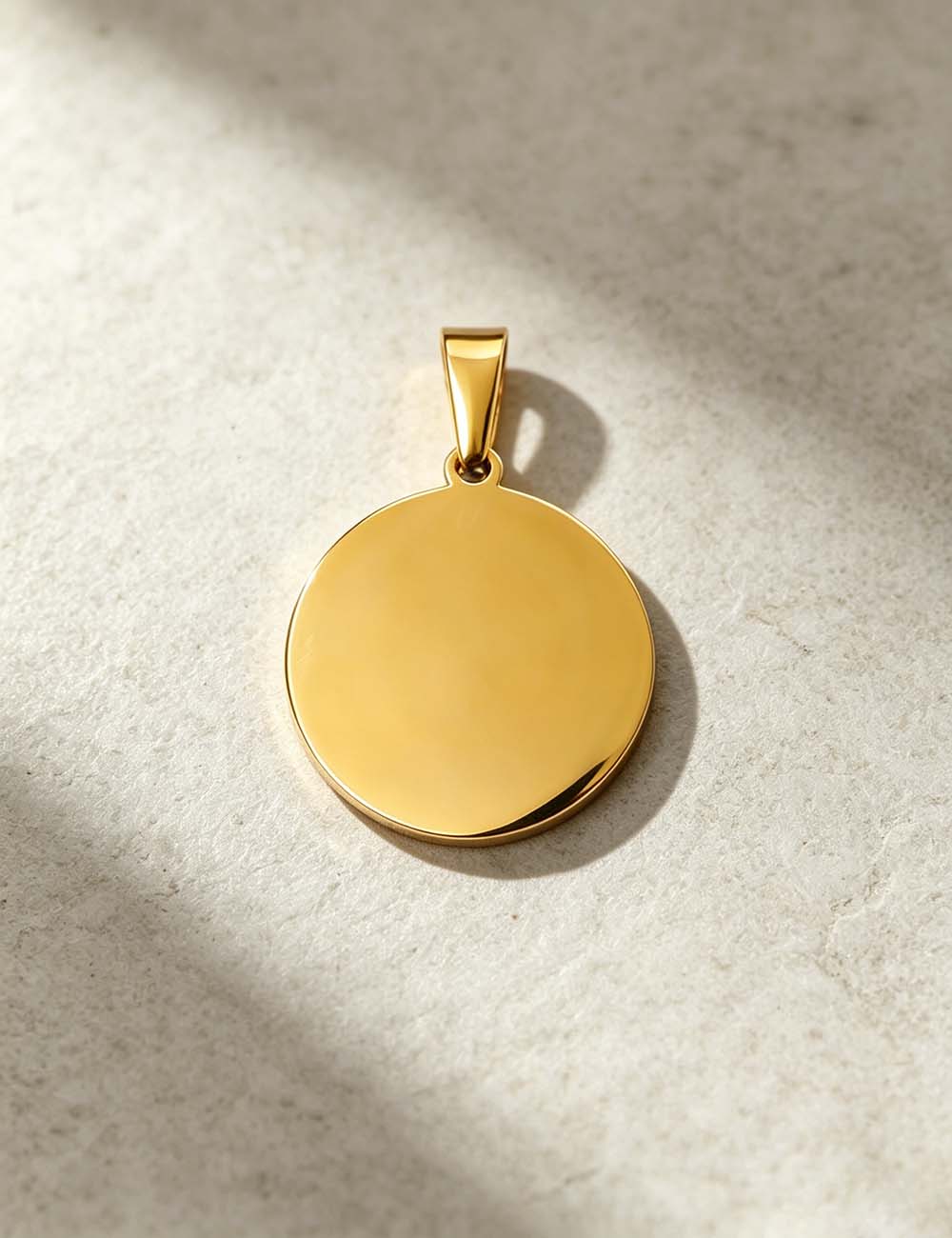 Ladies Minimalist Classic Round Disc Blank Pendant