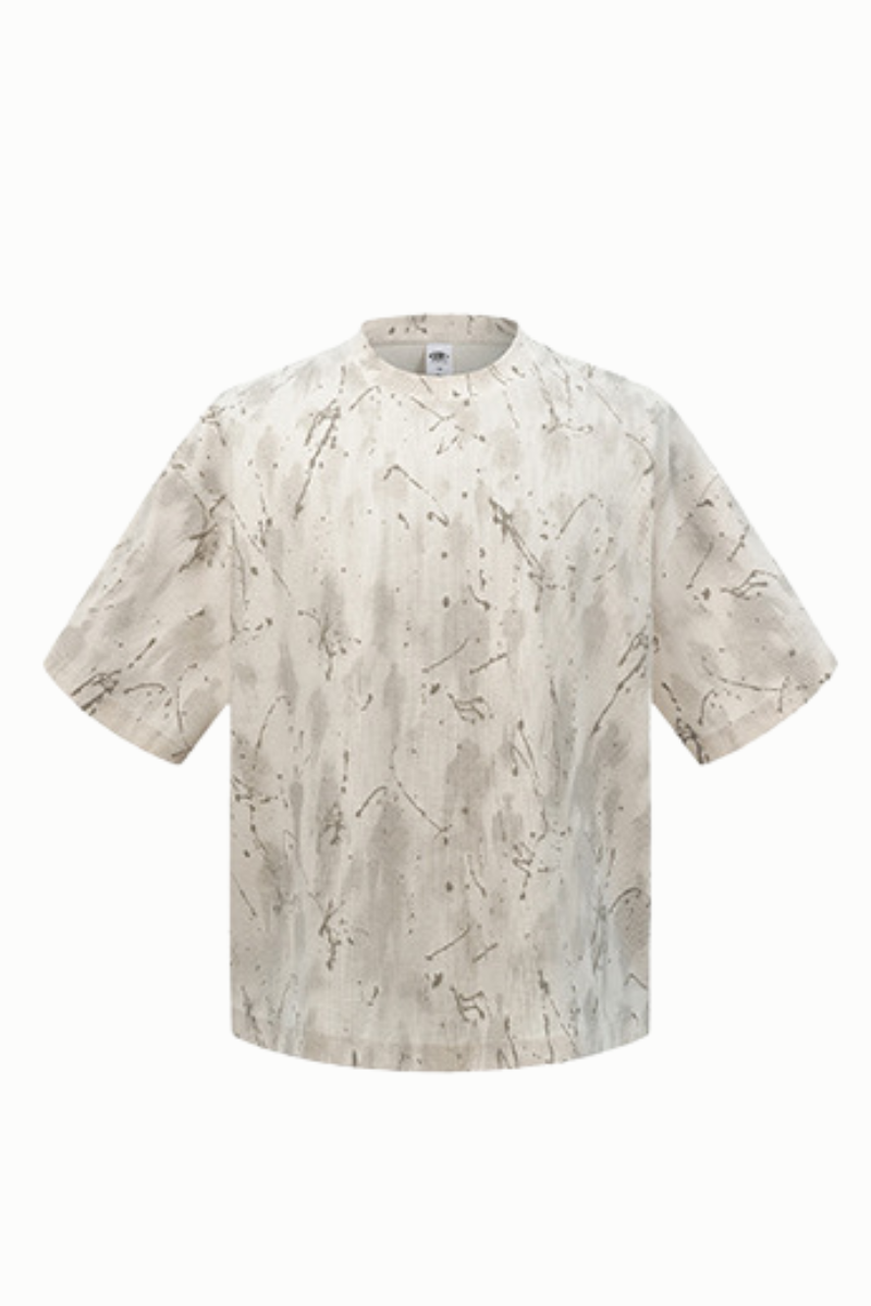 Men's Streetwear Jacquard Crack Print Vintage T-shirt