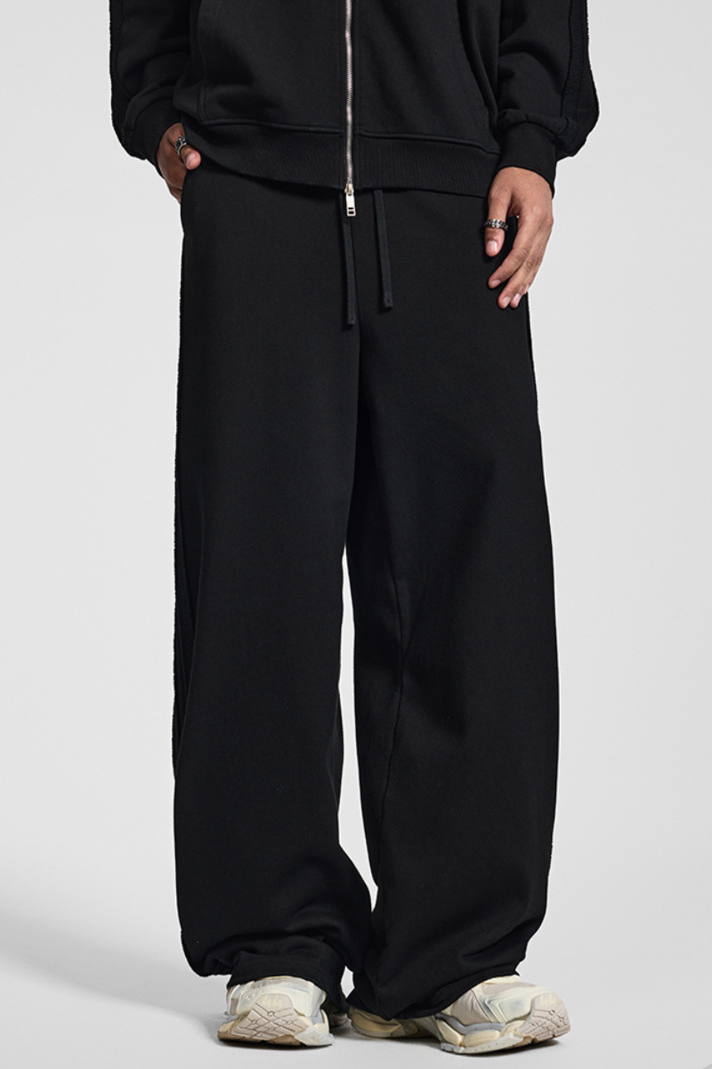 Men's Fall Clothing 450g Knit Raw Edge Straight Pants