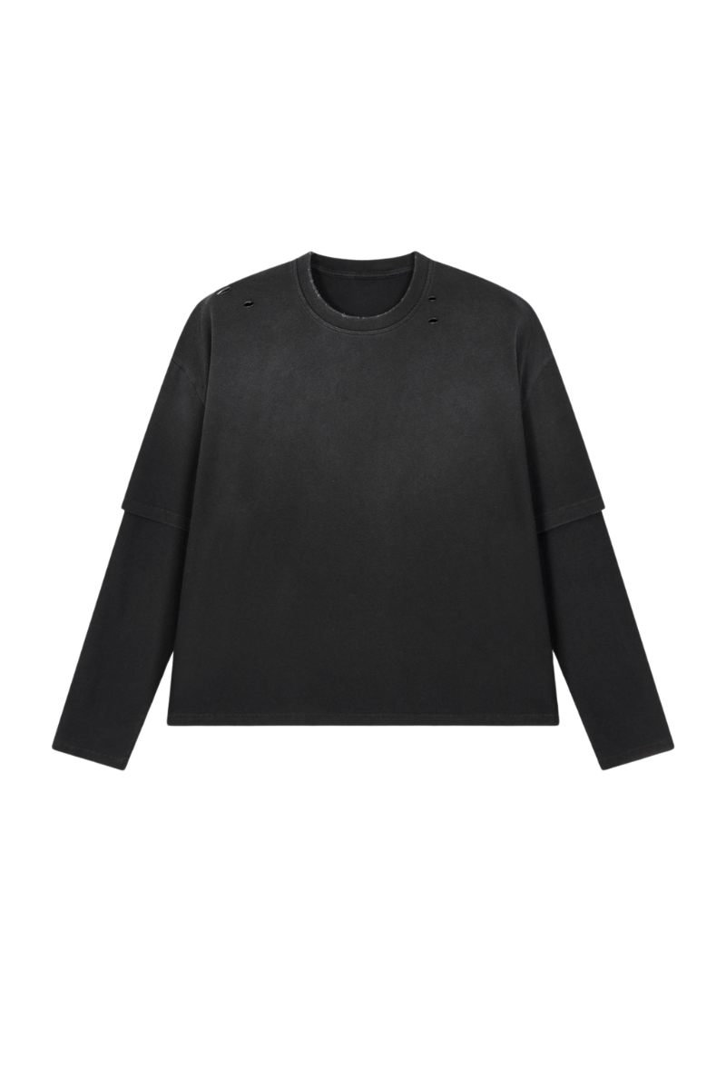 Unisex Fall Clothing Gradient Layered Long Sleeve Top