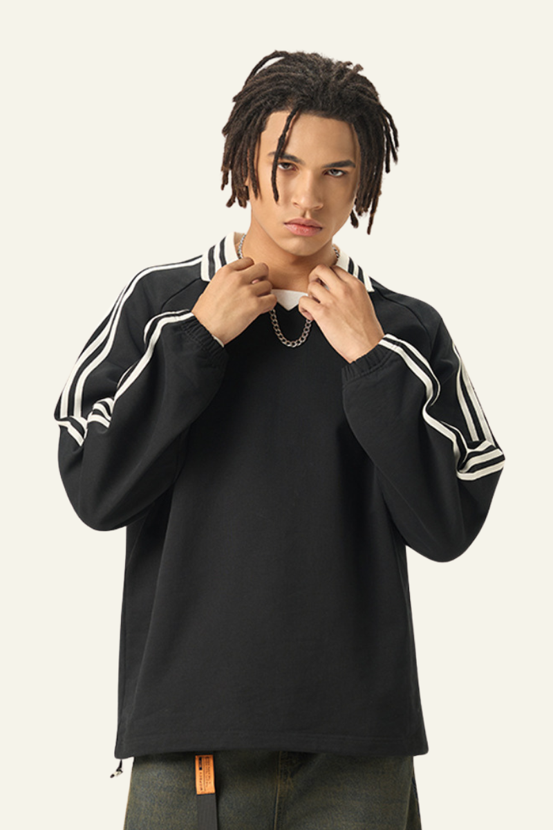 Men's Streetwear Cotton Striped Color-Block Sweatshirts