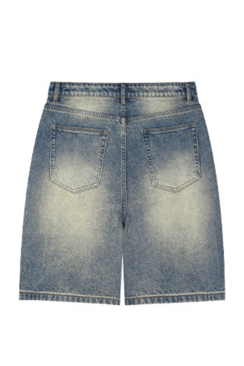 Men's Summer 385g Loose Raw Edge Ripped 5" Denim Shorts