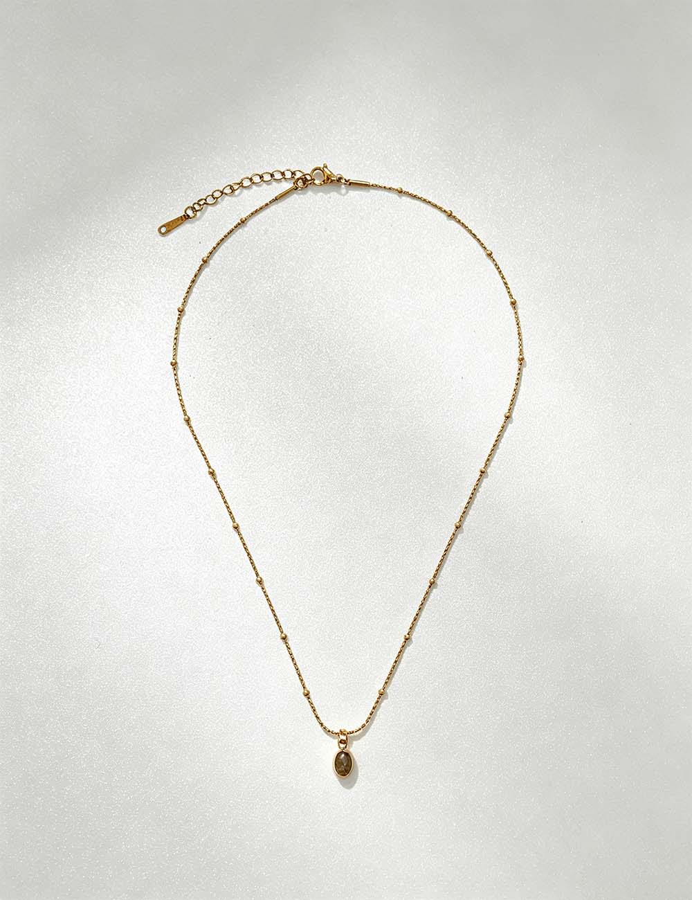 Ladies Minimalist Birthstone Pendant Beaded Necklace