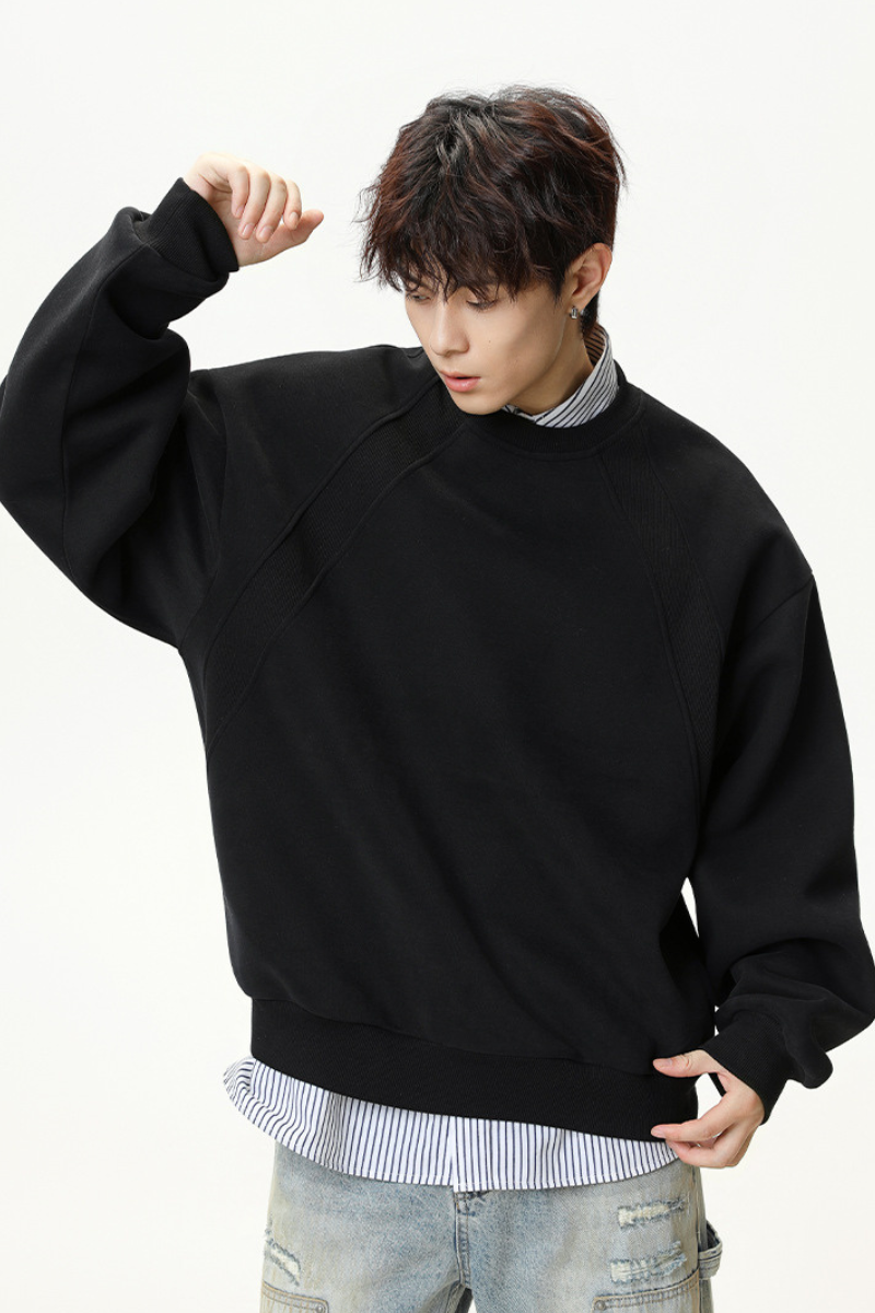Men's Heavy Jersey Boxy Patchwork Retro Sweatshirt