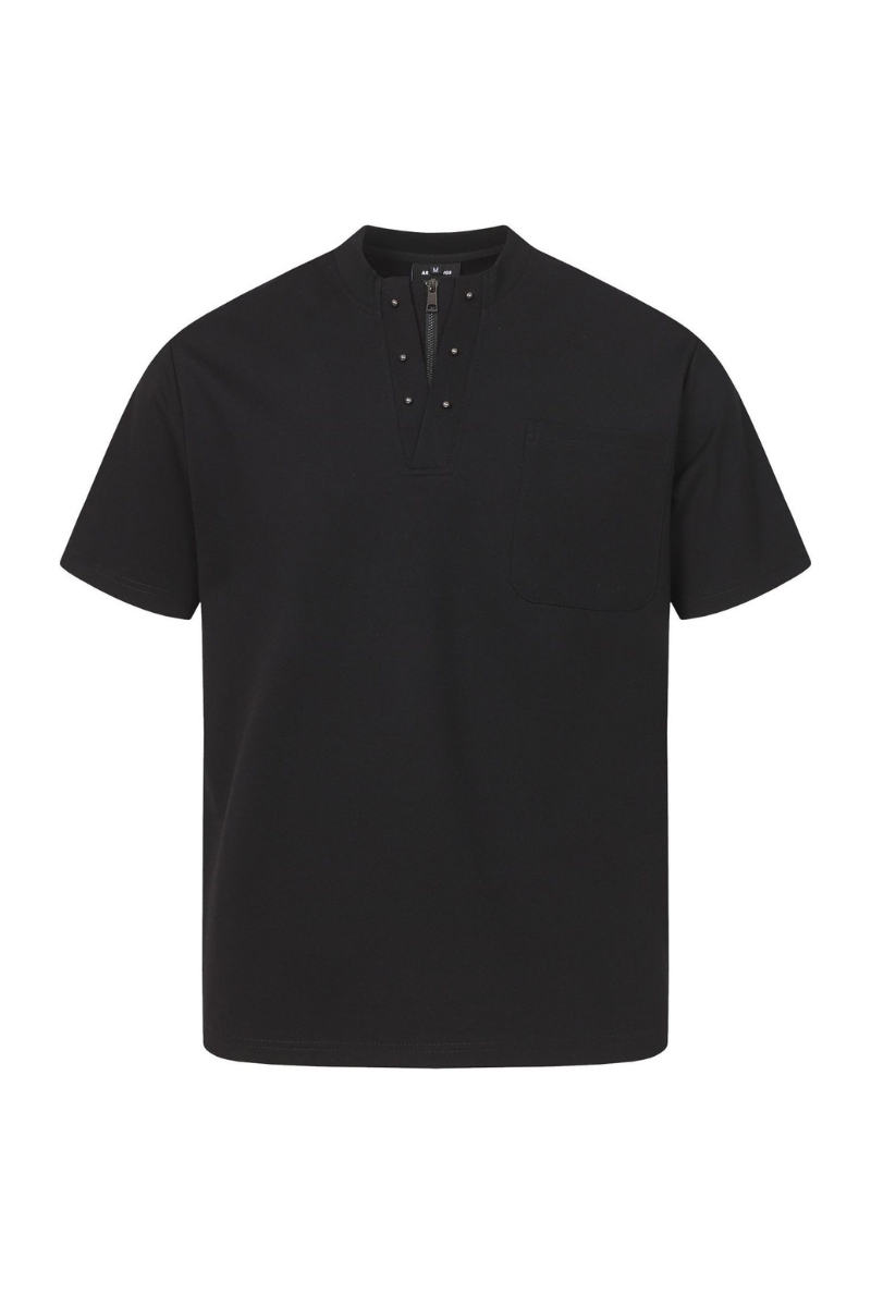 Men's Summer Cleanfit Zip Henley Button Solid Tee