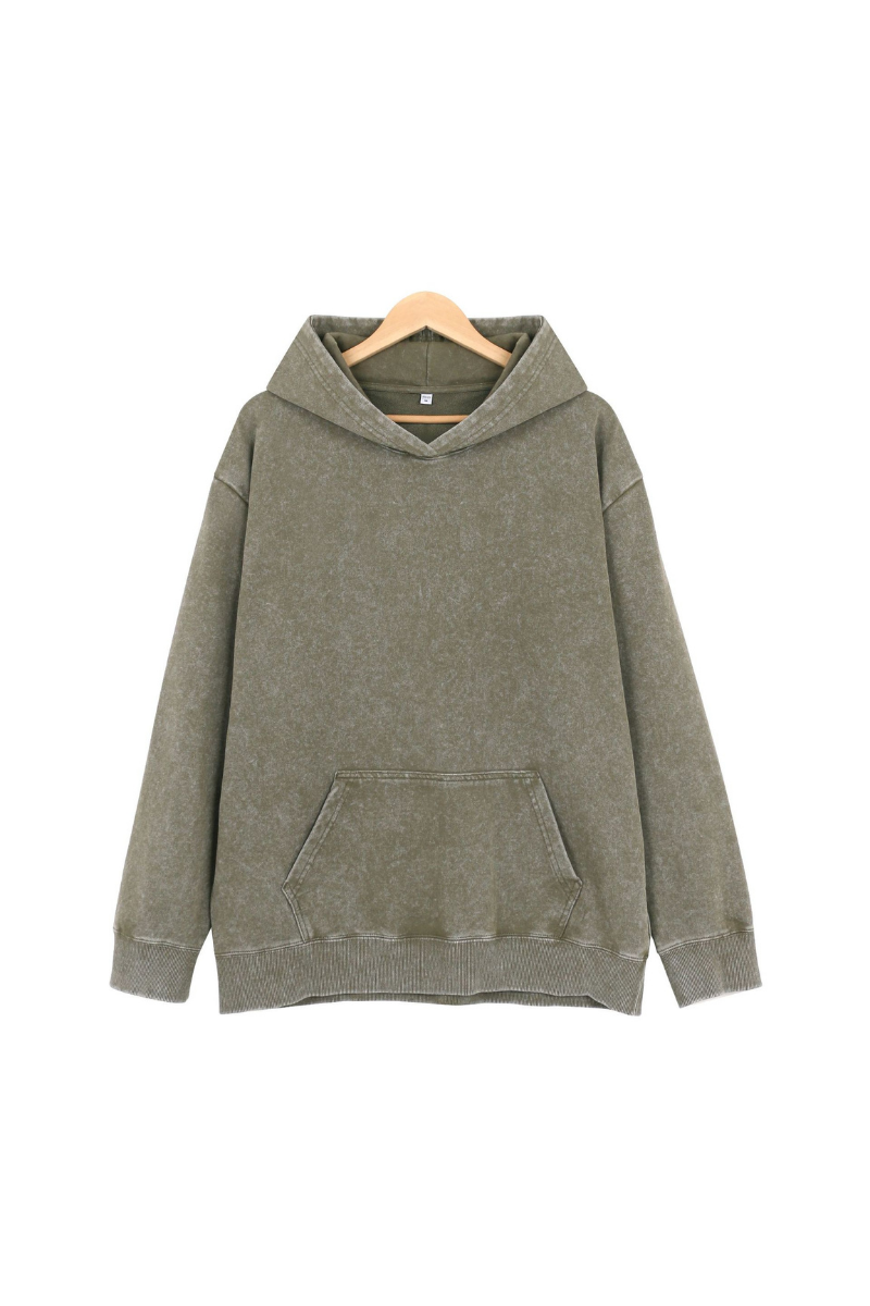 Unisex Fall Clothing 400G Washed Loopback Pullover Hoodie