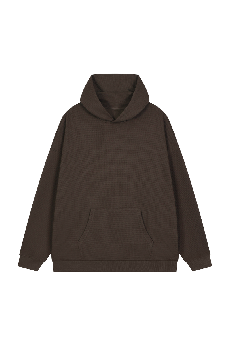 Unisex Fall Clothing Waffle-Texture Pullover Hoodie
