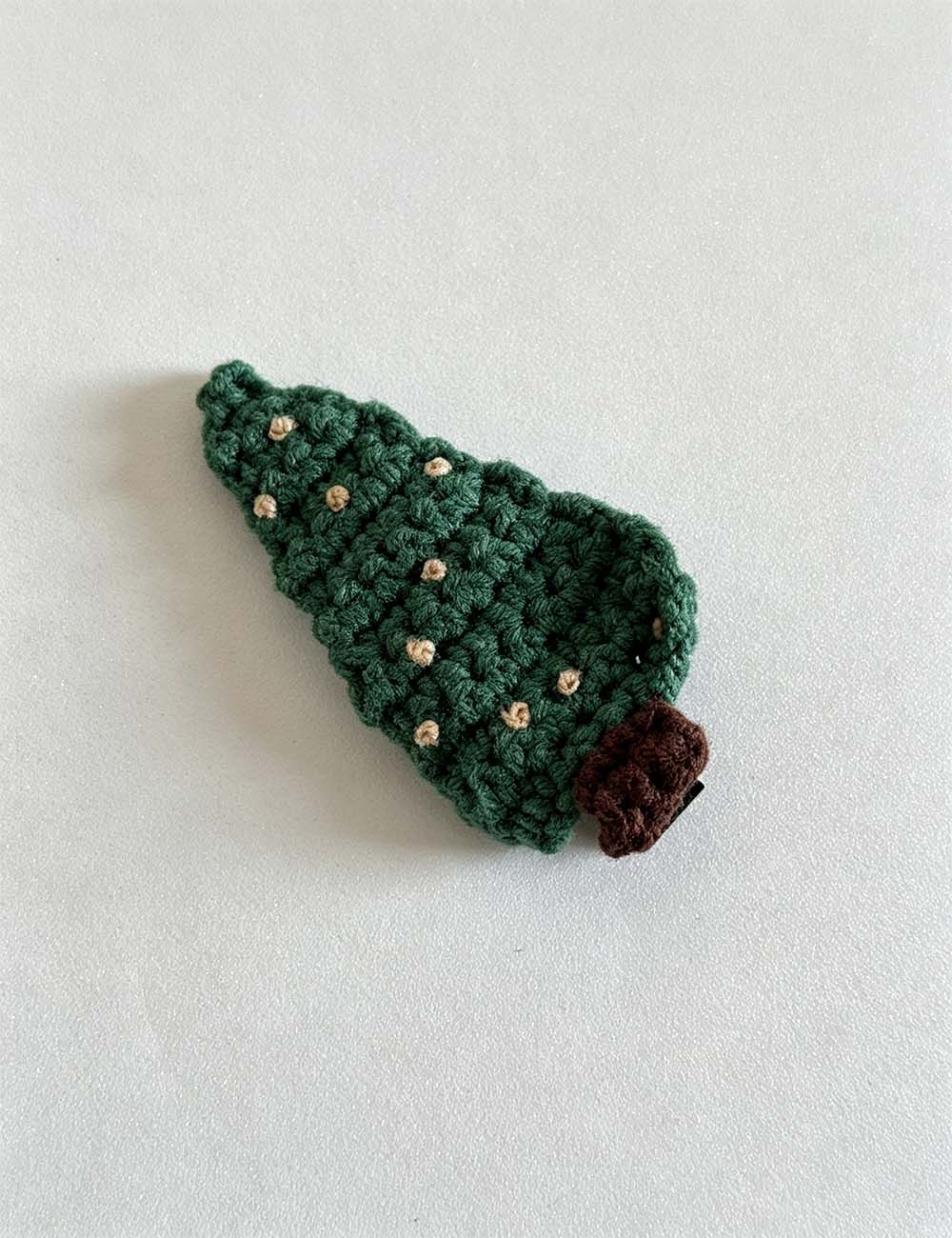 Ladies Holiday Cute Crochet Christmas Tree Hair Clip