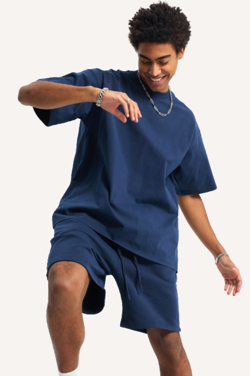 Unisex Summer Washed Distressed Fade Tee & Shorts Set