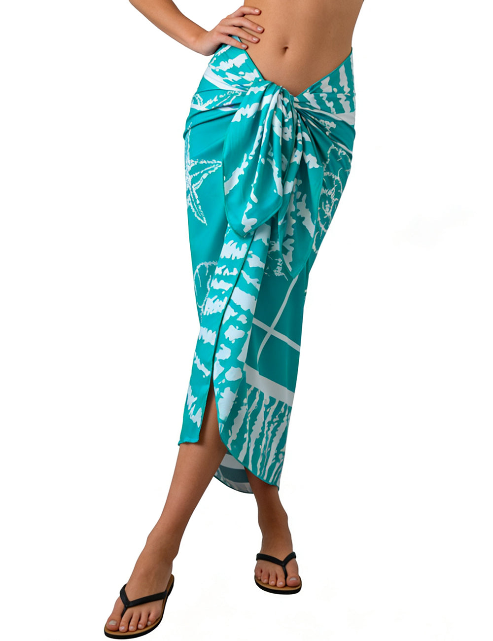 Ladies Marine Print Beach Sarong Wrap Tie Swim Cover Up