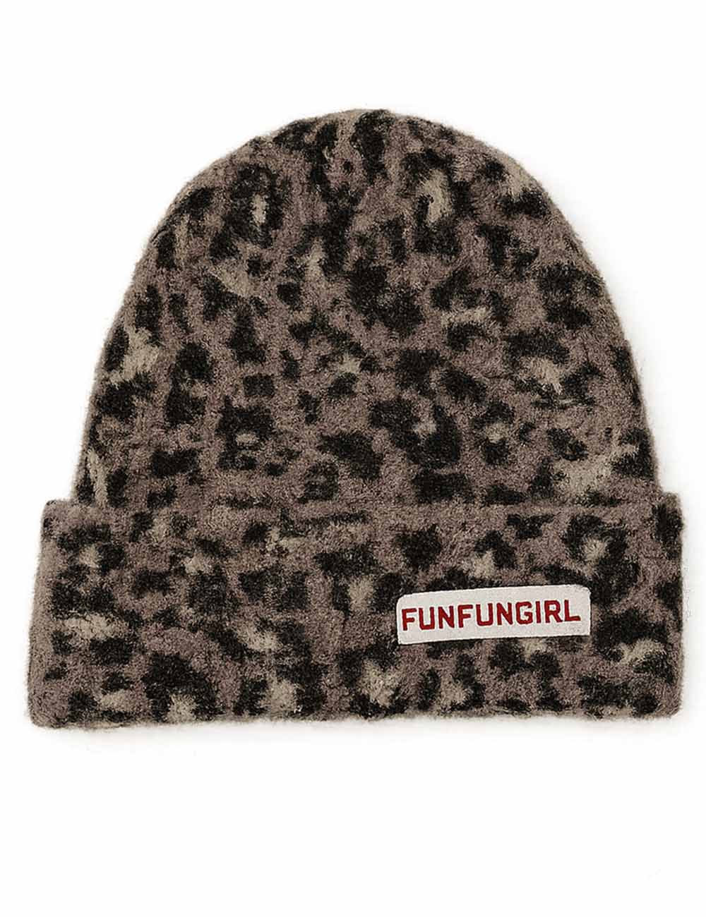 Ladies Vintage Leopard Folded Knit Dome Hat