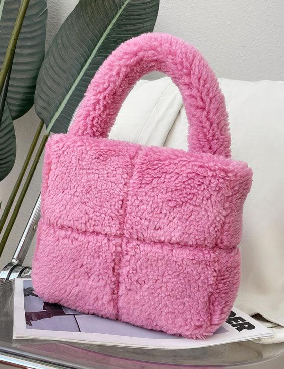 Ladies Fleece Faux Fur Looking Hand Bag SKABG4099