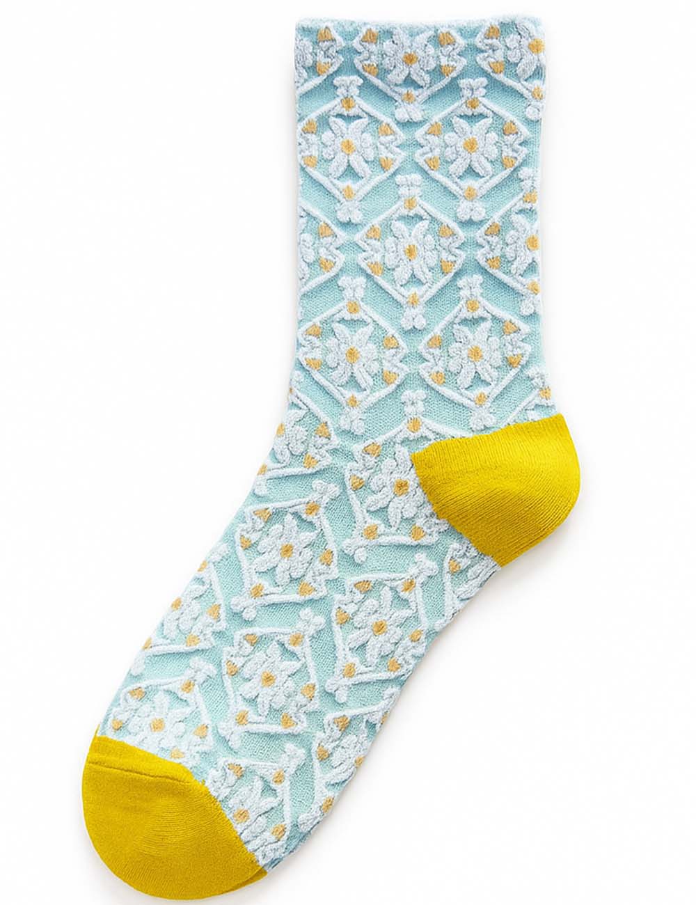 Ladies Vintage Floral Jacquard Mid Calf Socks