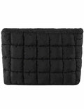 Ladies Solid Color Quilted Zip Closure Puffer Makeup Bag