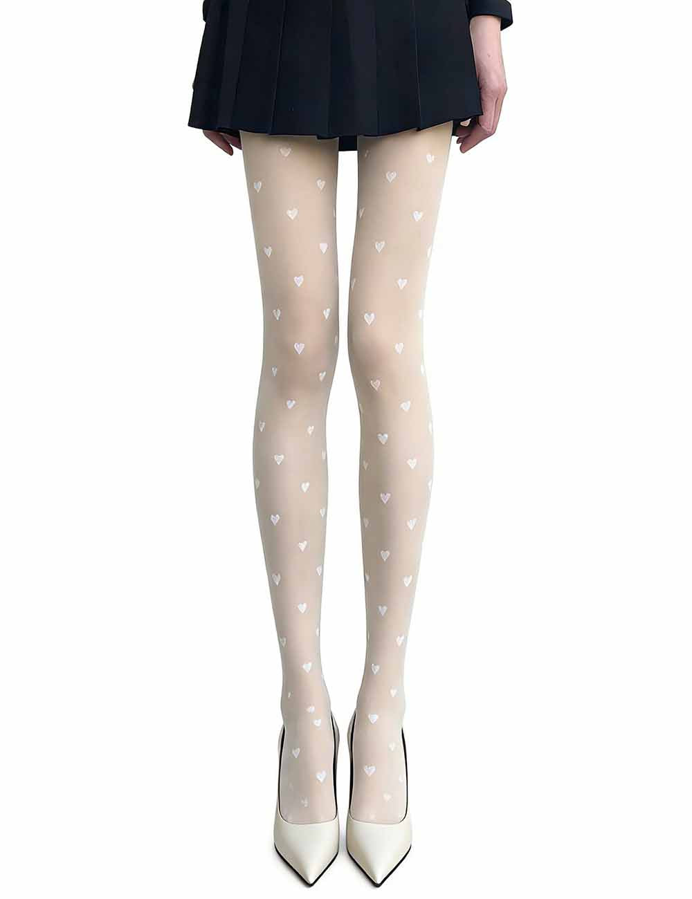 Ladies Valentine's Heart Non-Fleece Lined Sheer Pantyhose