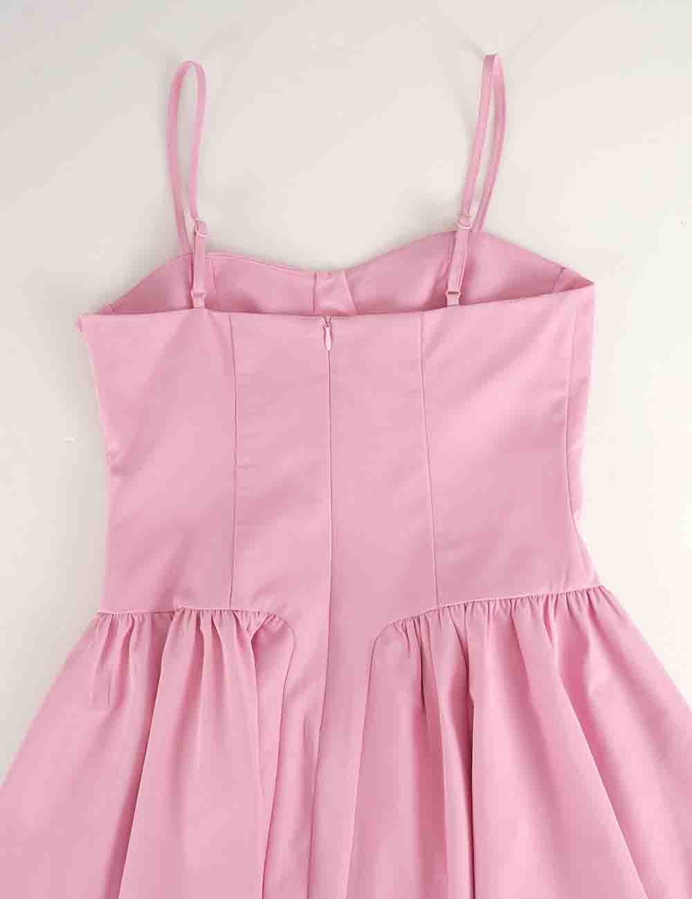 Ladies Chic Spaghetti Strap Flared Hem Bustier Cami Mini Dress