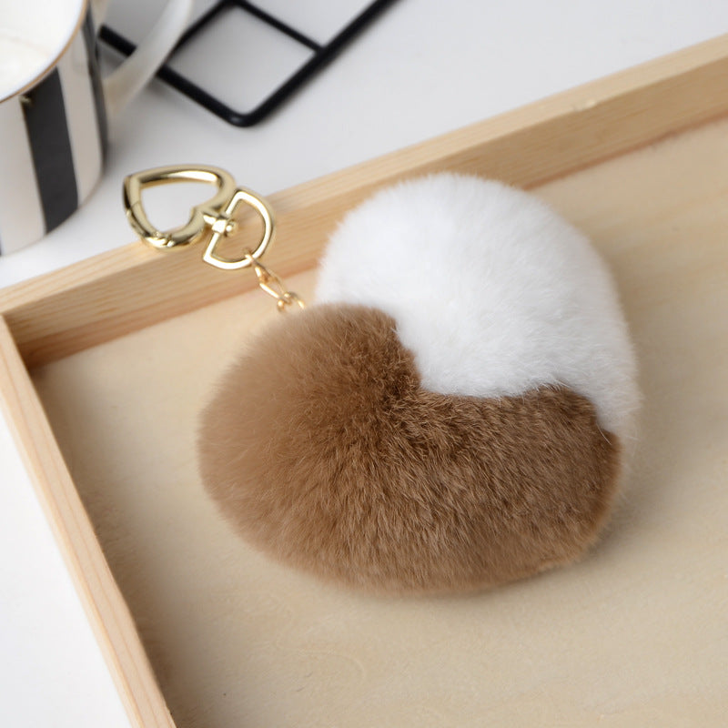 Heart Shaped Faux Mink Pandent Key Chain SKAC4105
