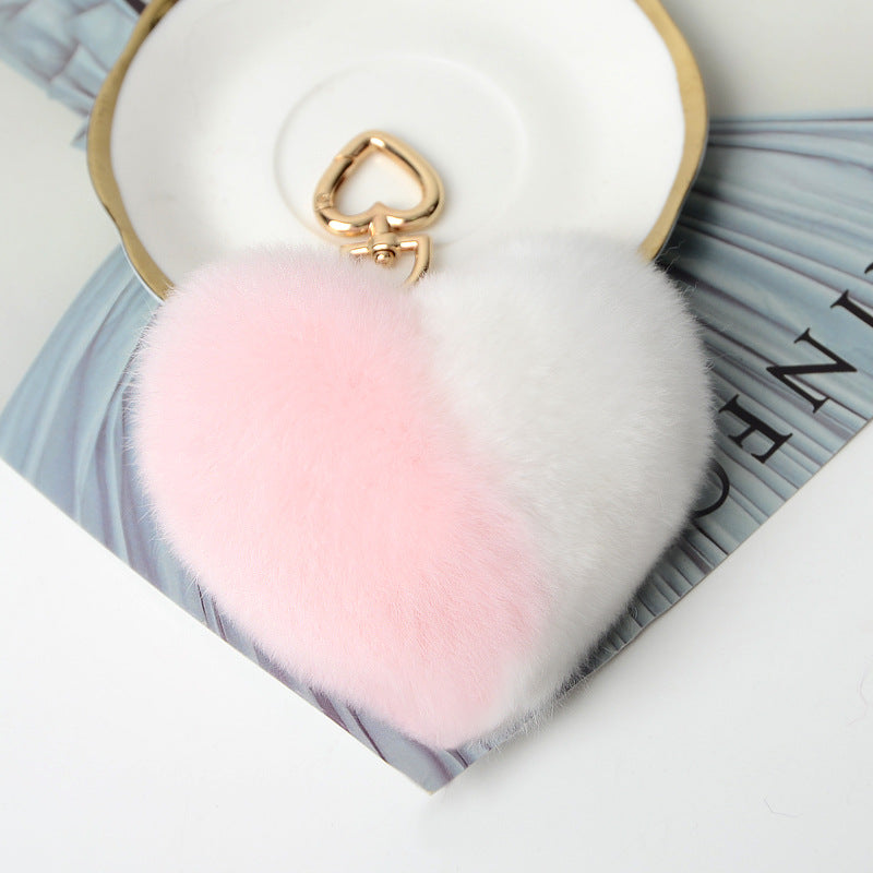 Heart Shaped Faux Mink Pandent Key Chain SKAC4105