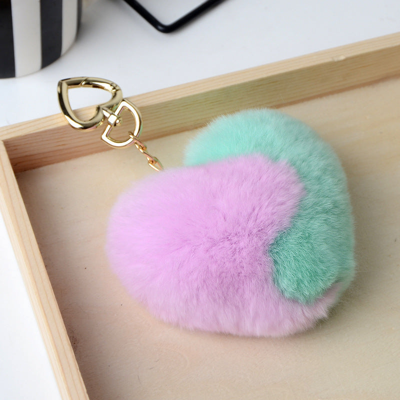 Heart Shaped Faux Mink Pandent Key Chain SKAC4105