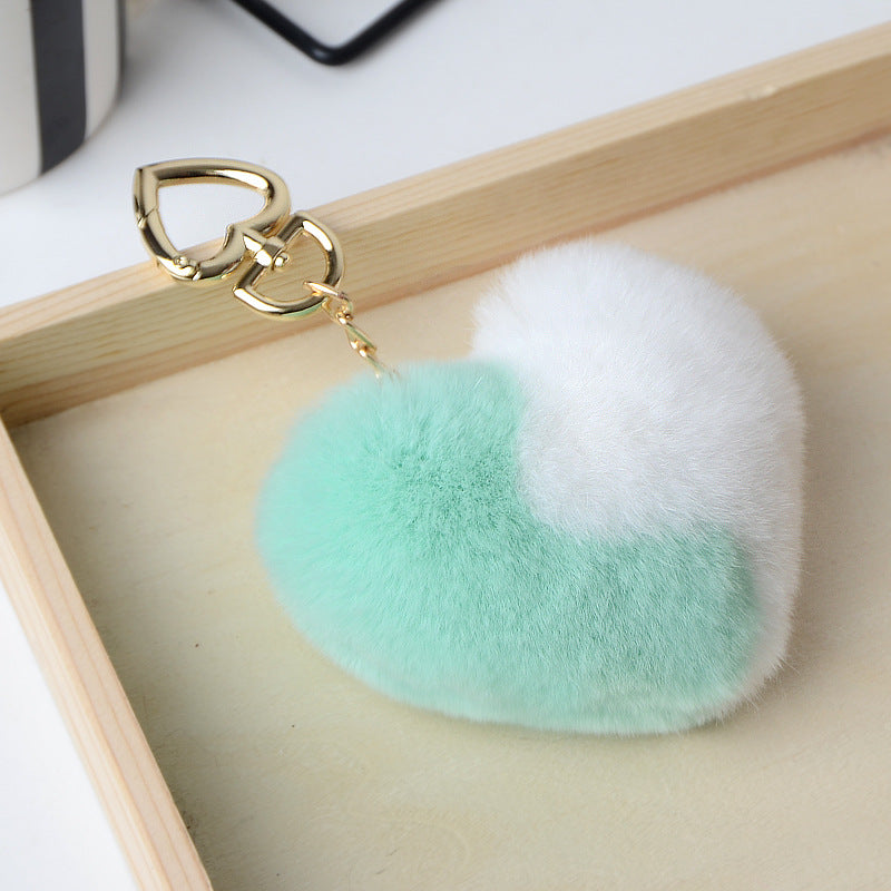 Heart Shaped Faux Mink Pandent Key Chain SKAC4105