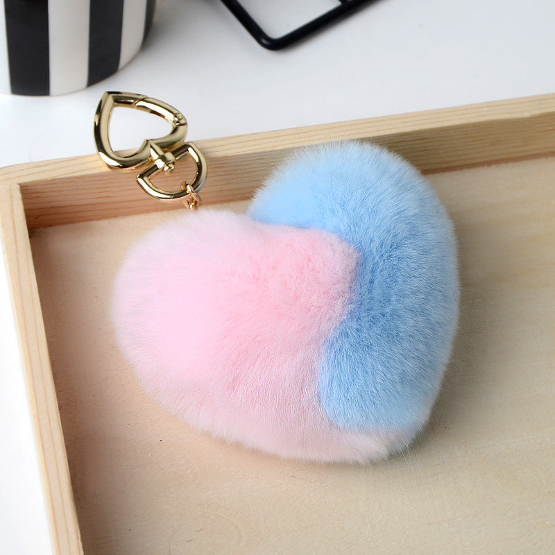 Heart Shaped Faux Mink Pandent Key Chain SKAC4105