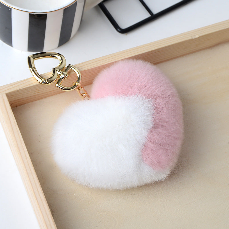 Heart Shaped Faux Mink Pandent Key Chain SKAC4105
