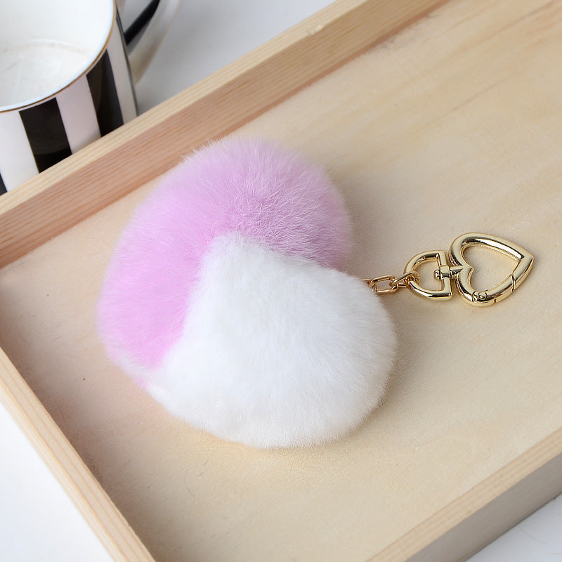 Heart Shaped Faux Mink Pandent Key Chain SKAC4105