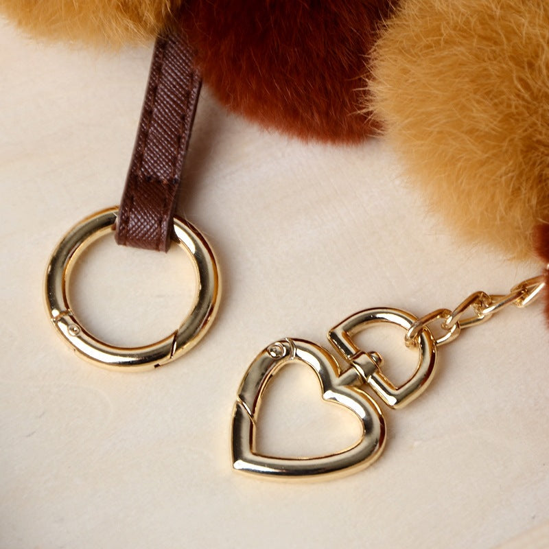 Heart Shaped Faux Mink Pandent Key Chain SKAC4105