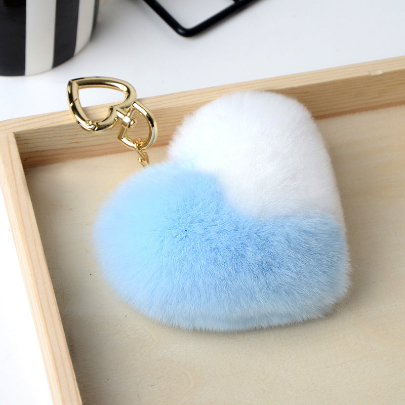 Heart Shaped Faux Mink Pandent Key Chain SKAC4105