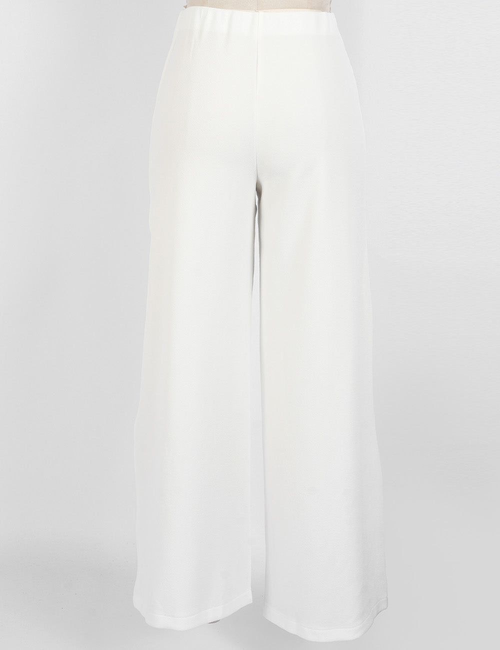 Ladies Solid Color Elastic Waist Wide Leg Pants