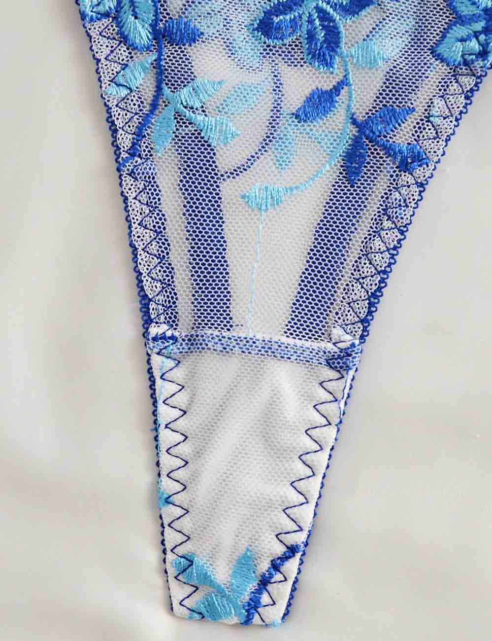 Ladies Floral Embroidery See Through 2PCS Lingerie Set 8XX0111