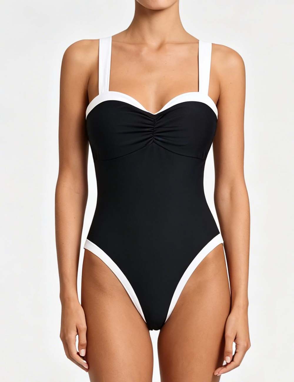 Ladies Color Block Sweetheart Neckline One Piece Swimsuit