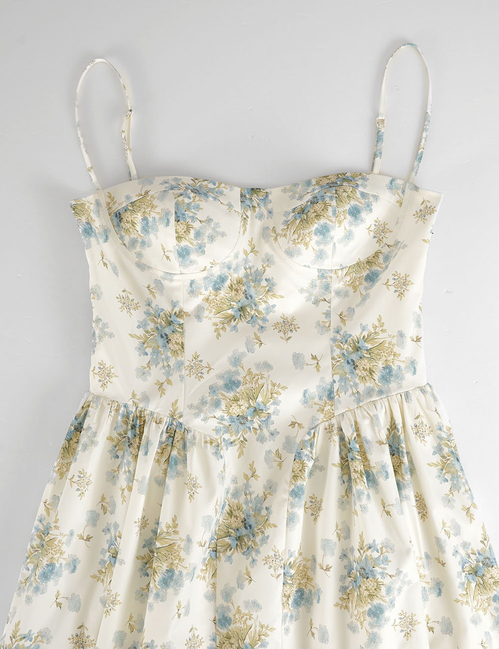 Ladies Floral Print Corset Spaghetti Strap Midi Dress