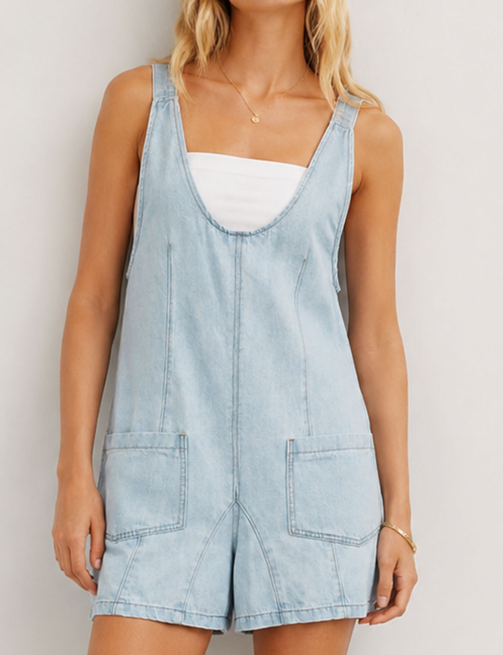 Ladies Denim Adjustable Shoulder Romper