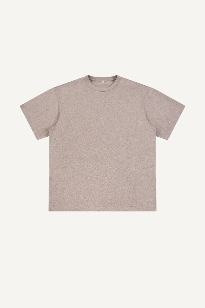 Men's Summer 260g Solid Cotton Loose Cuffed Tee