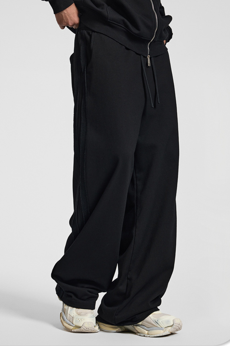 Men's Fall Clothing 450g Knit Raw Edge Straight Pants