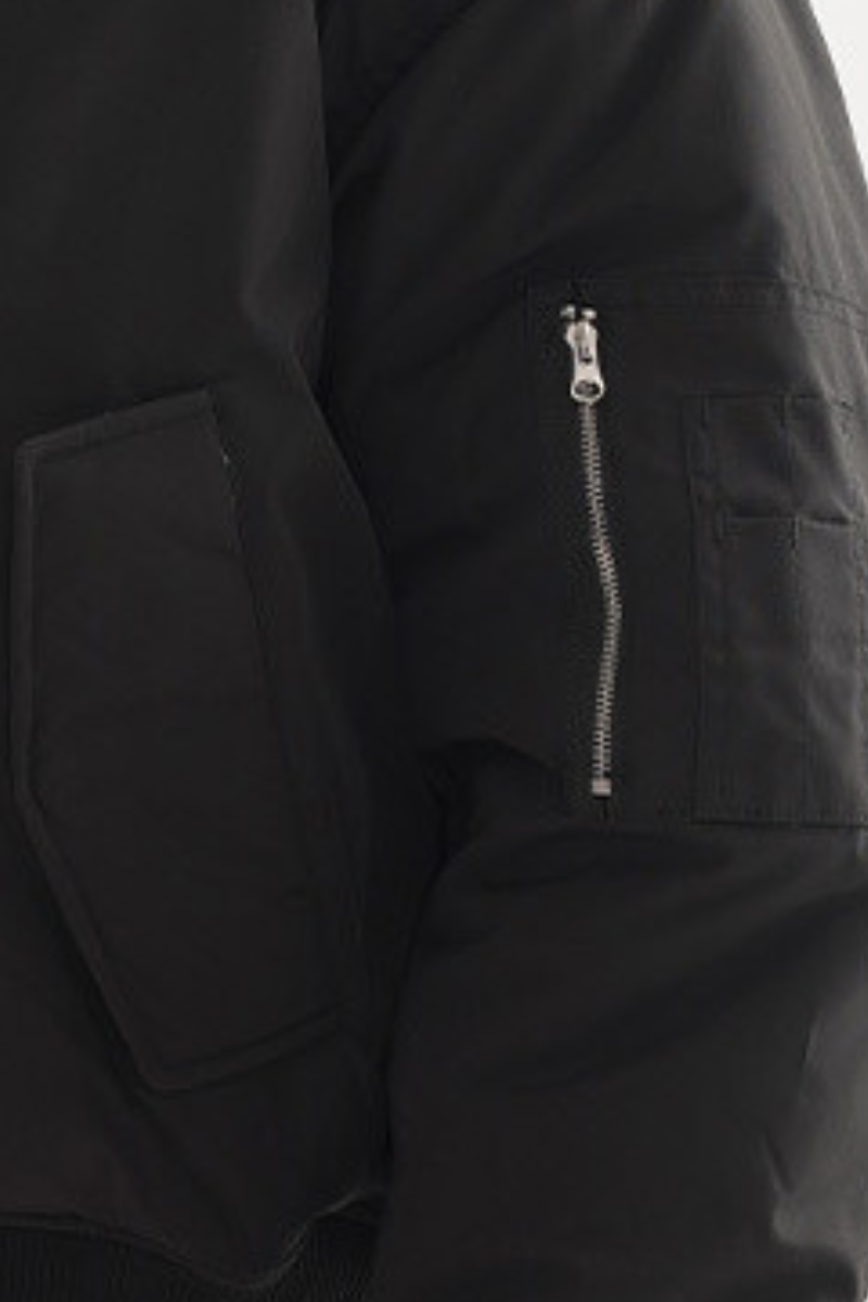 Men's Cropped Minimalist Solid-Color Bomber Jacket