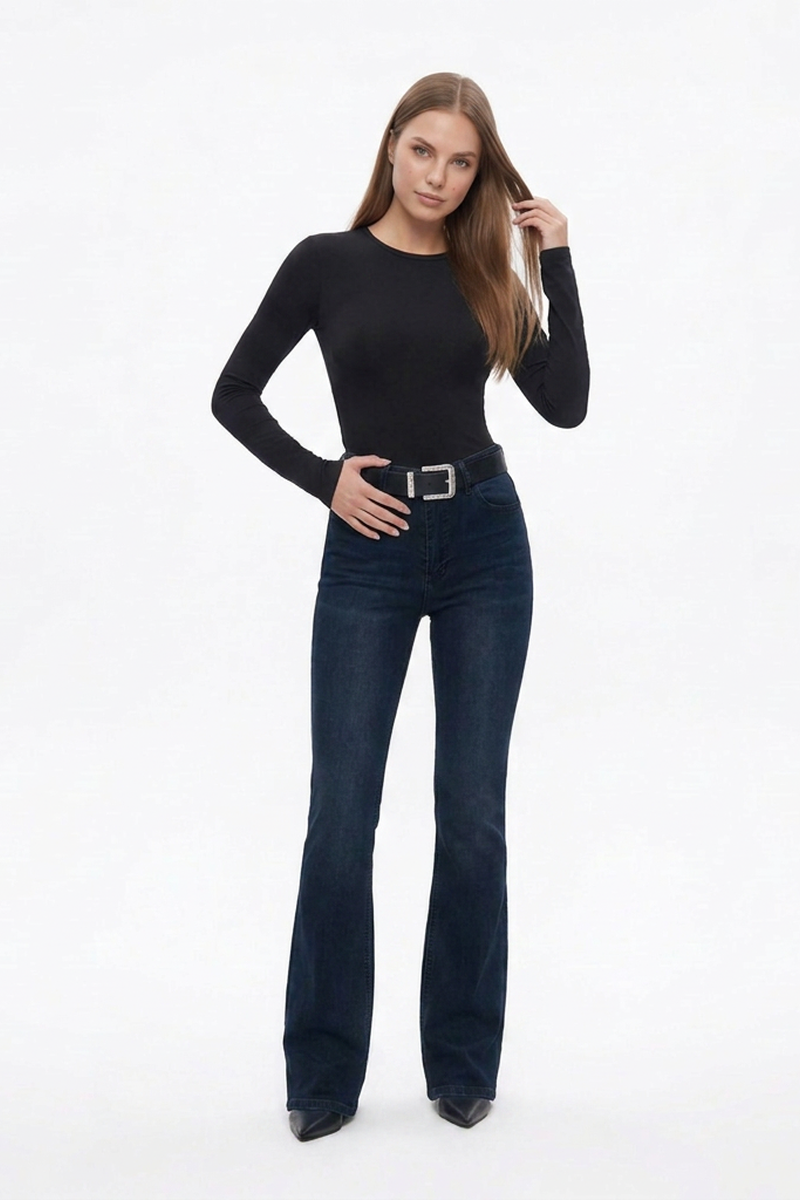 Women's Classic Washed High Waist Flare Jeans
