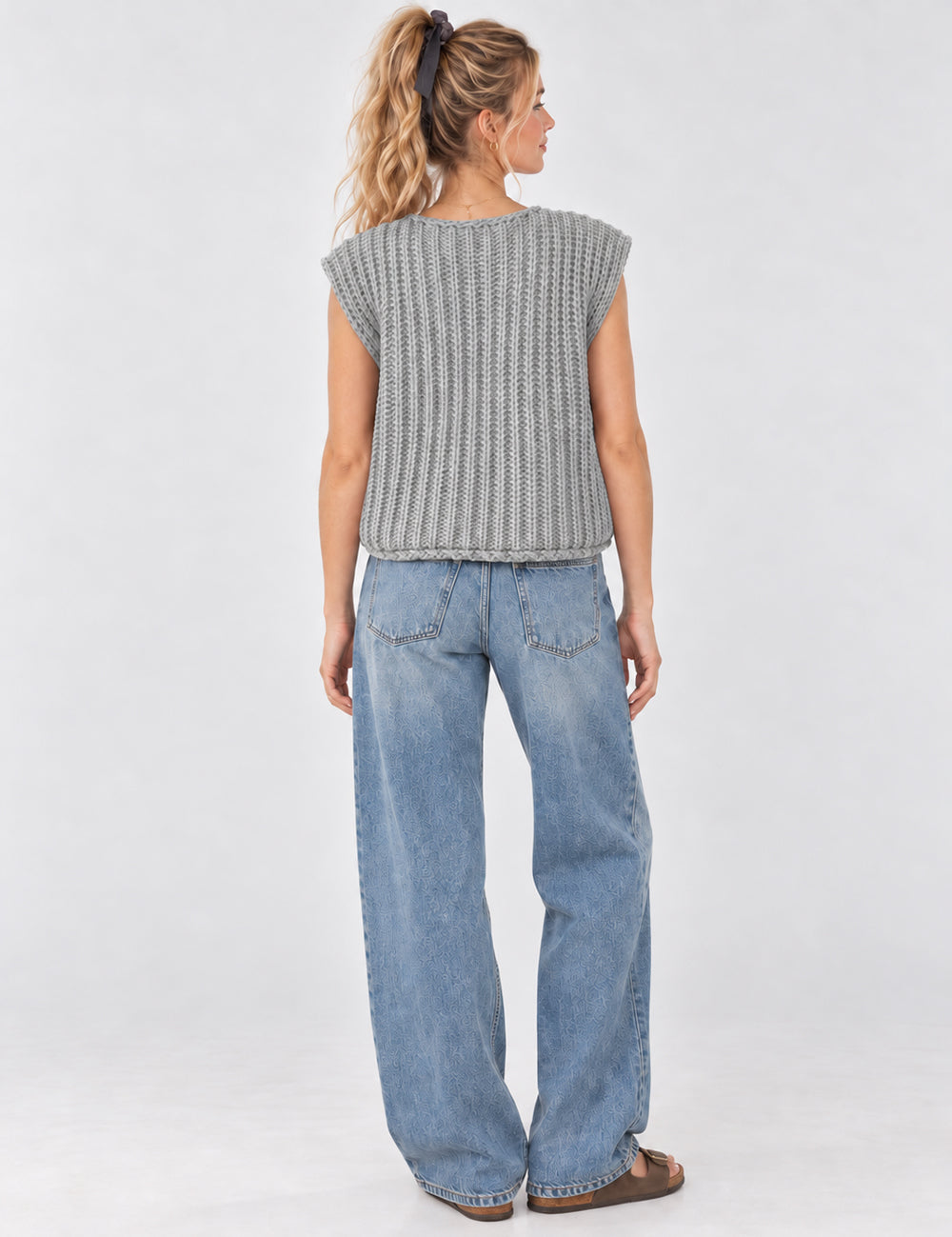 Ladies Chunky Open Knit Sweater Vest