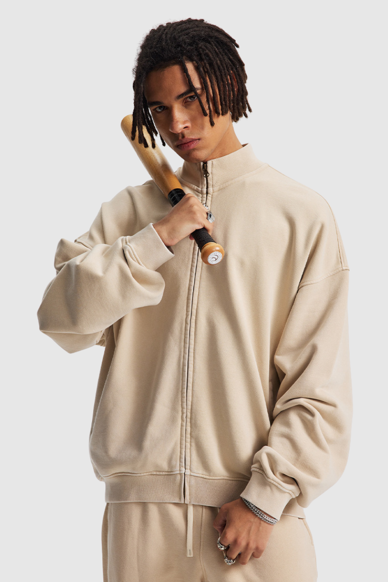 Men's Fall Clothing Cotton Wax-Dyed Stand Collar Jacket